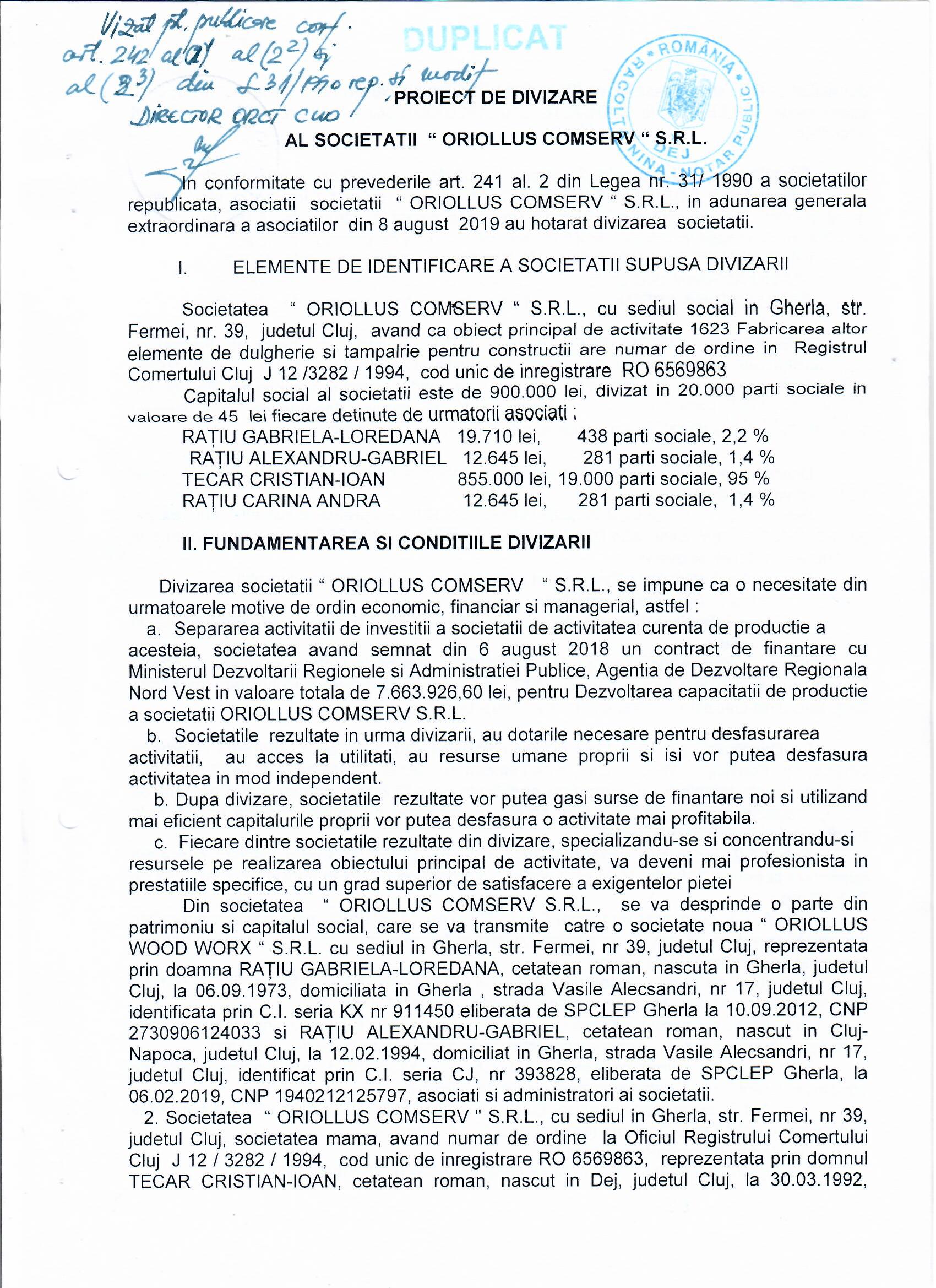 Proiect divizare